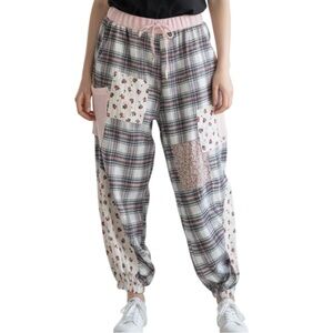 POL Pink and Gray Patchwork Joggers